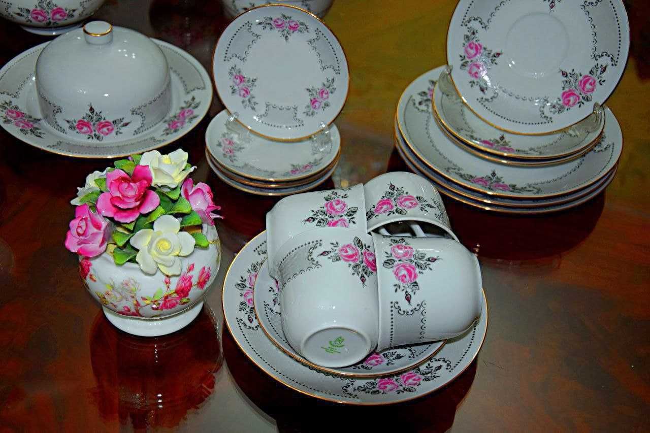 Шикарный старинный немецкий фарфоровый сервиз "Ильменау".
