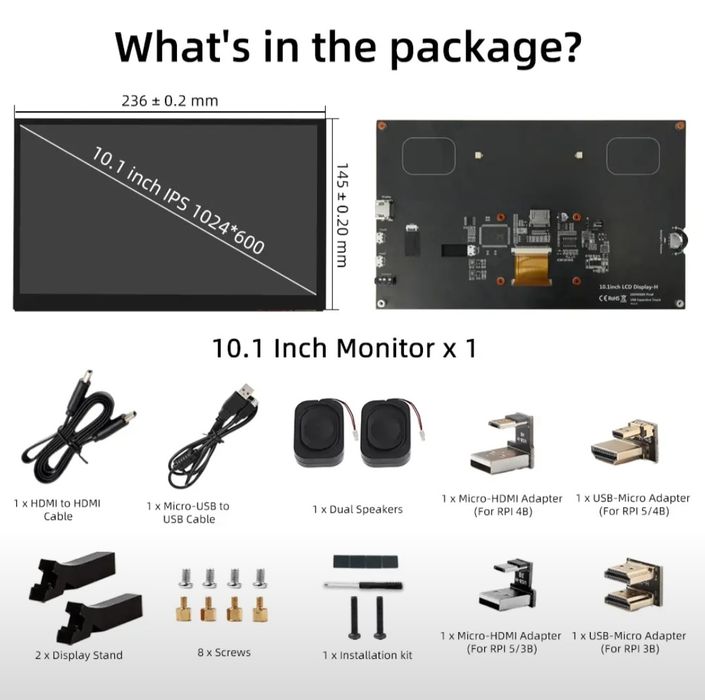 IPS LCD 10.1 экран Raspberry Pi, Orange PI учун