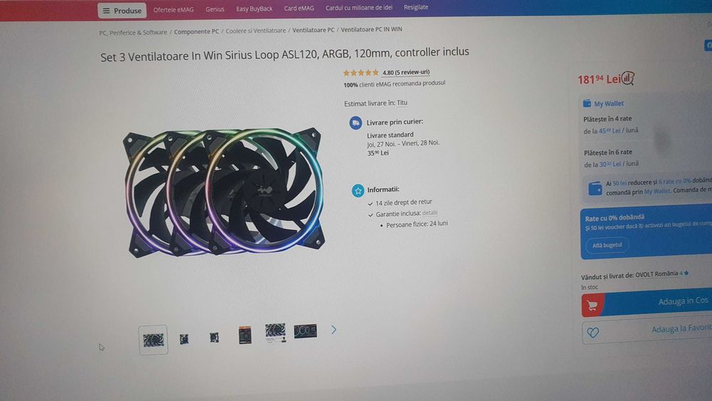 Lot Ventilatoare RGB Noctua, Sirius si Aqirys