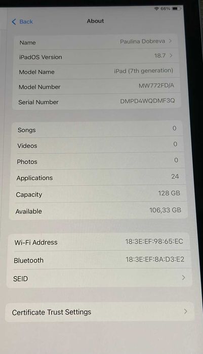 Таблет iPad 10.2 7th Gen 2019г 128гб