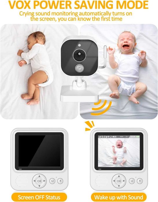 Бебефон OBVHNUA 2.8-инчов 720p с 1500 mAh батерия тип C, акумулаторна