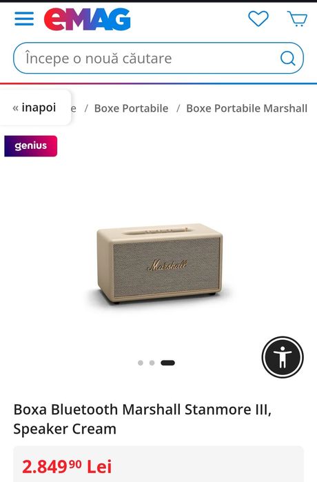 Boxa Bluetooth Marshall Stanmore III, Speaker Cream, SIGILATA