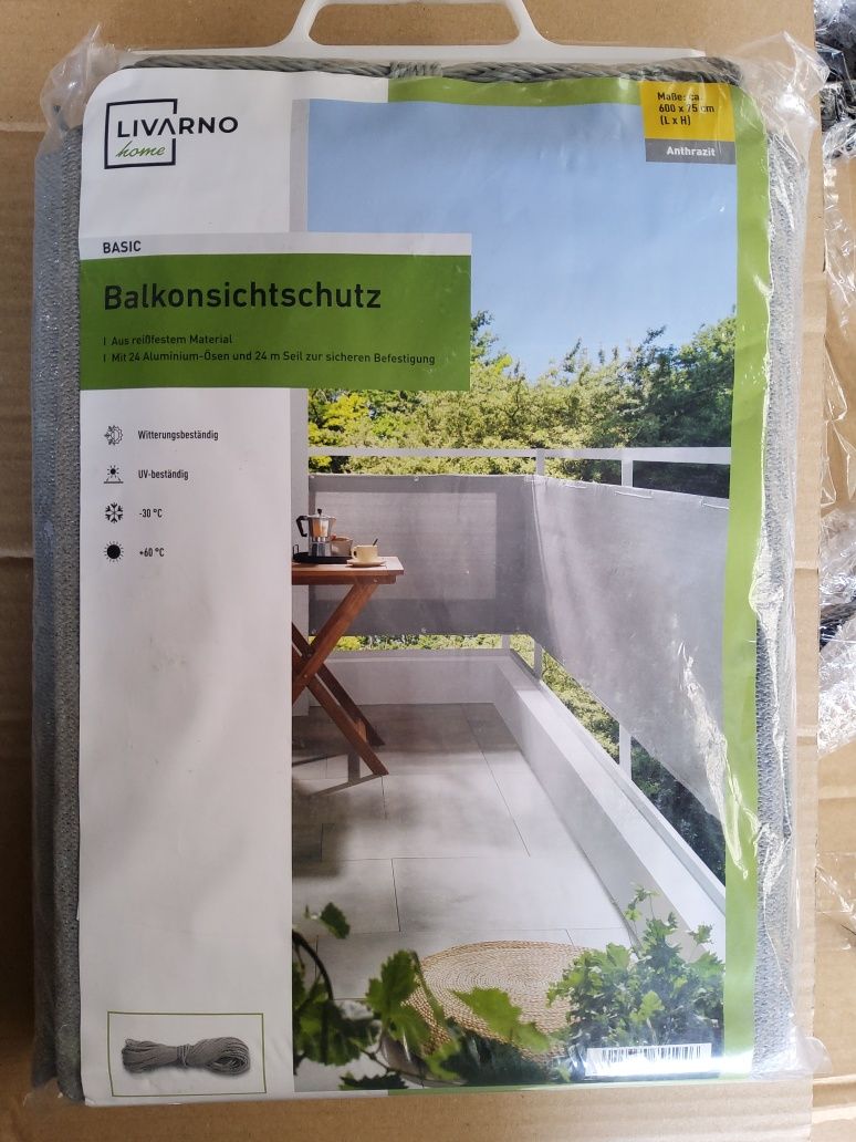 Ecran de intimitate pentru balcon LIVARNO, 600 x 75 cm, gri sau verde