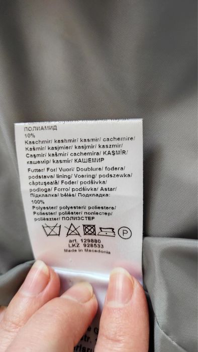 Palton lana+casmir 80 % gri, marimea 36, impecabil