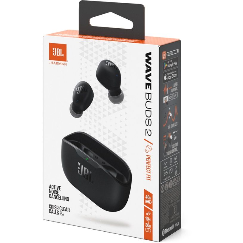 True wireless слушалки JBL WAVE BUDS 2 безжична връзка, черни