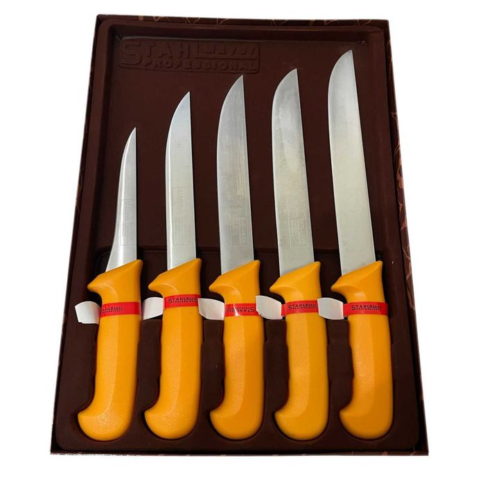 Комплект професионални месарски ножове 5 броя STAHLMAYER +сатър+брус