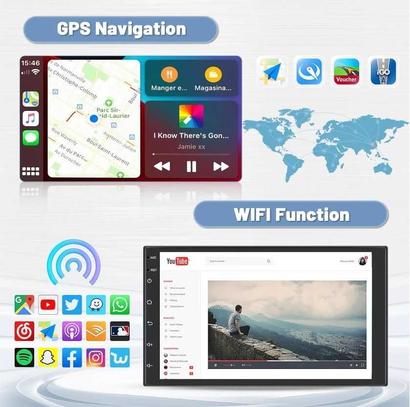 Navigatie auto 7 inch (2 DIN) Android Auto Carplay 2Gb Rom 64Gb Ram