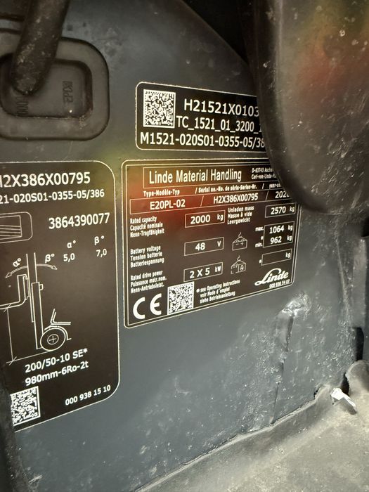 Stivuitor electric cu 2 incarcatoare Linde E20 EVO lithium an 2020