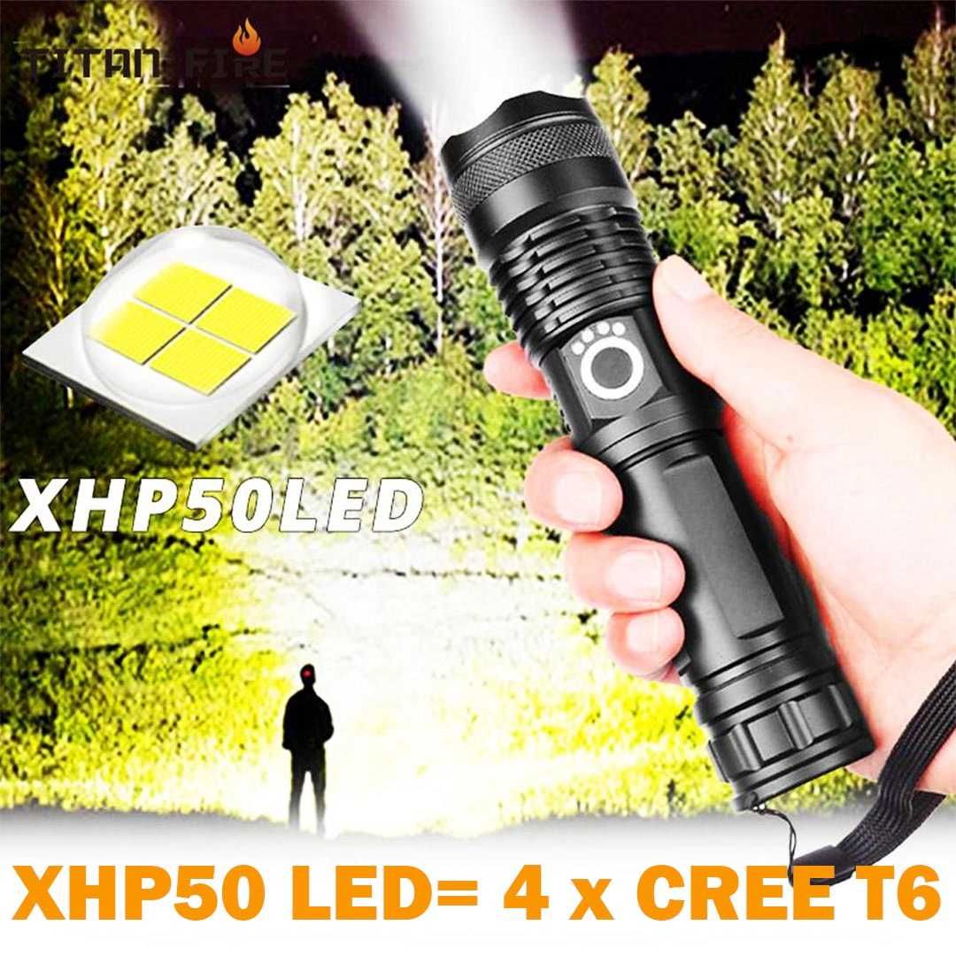 Супер мощен LED фенер , XHP50 LED с четворна мощност CREE T6