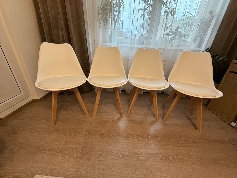 Scaune moderne albe – set 4 bucăți