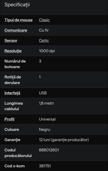 Vând mouse optic Lenovo M3803