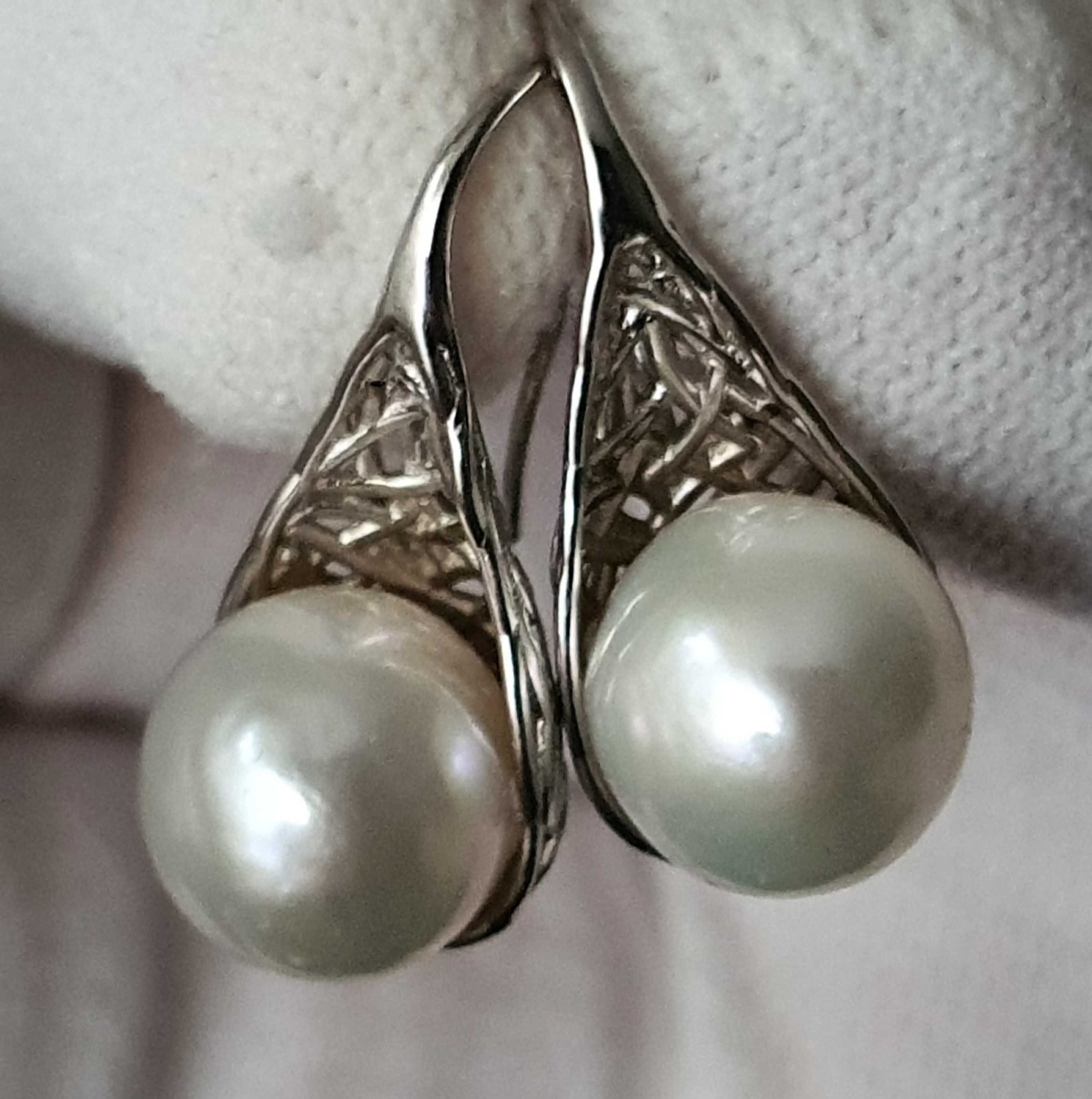 Cercei argint 925 vermeil aur 18k cosulete cu perle naturale albe