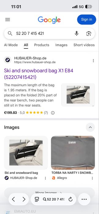 Husa snowboard schiuri originala BMW