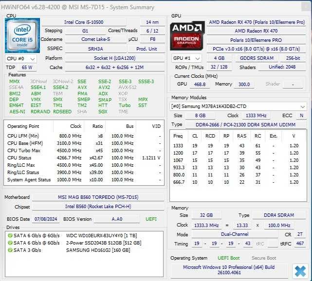Calculator Unitate Pc Gaming I5 10500 Ram 32 gb SSD Video 4-8 Gb
