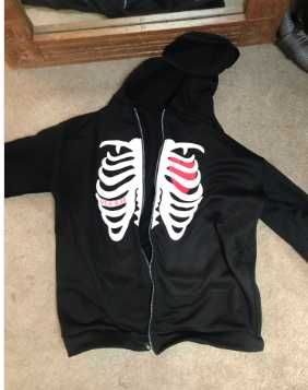 Hanorac Y2K Skeleton Zip Up Hoodie Black