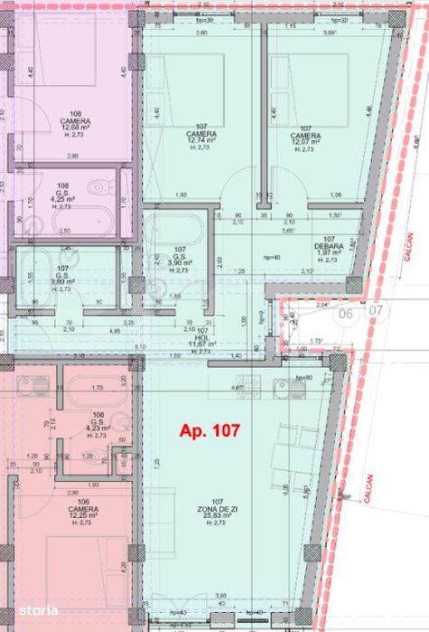 Apartament Ultracentral cu 3 camere, 71,98 mp, Bloc Nou