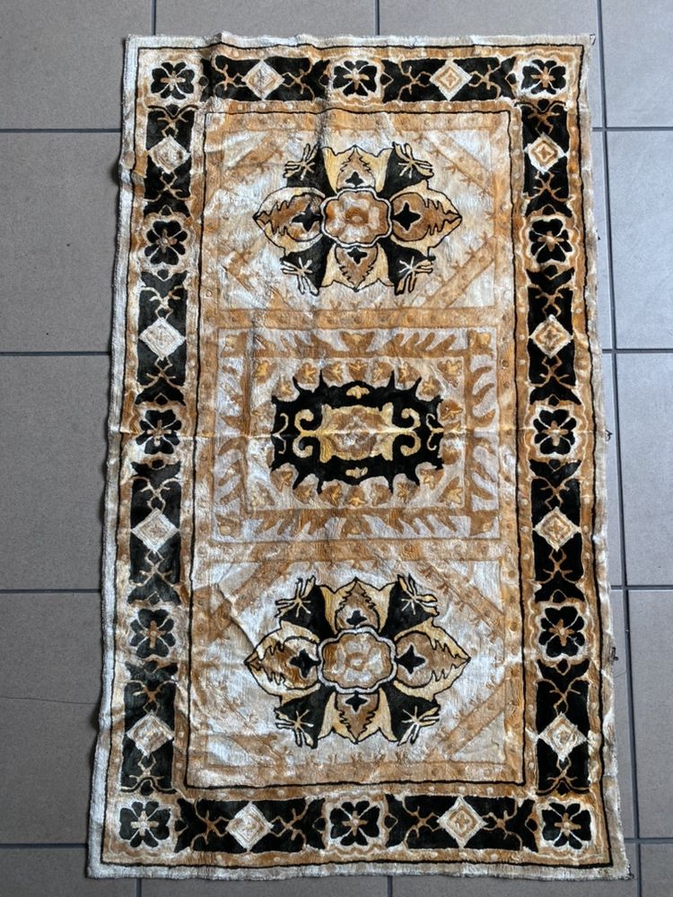 carpeta-persana vintage,culori:ocru/mustar,crem,negru,dim.110x68 cm