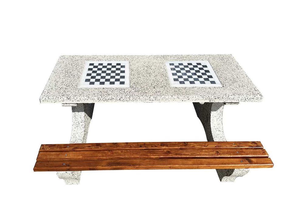 Set masa cu banci din beton si marmura alba Bogdan 190 cm