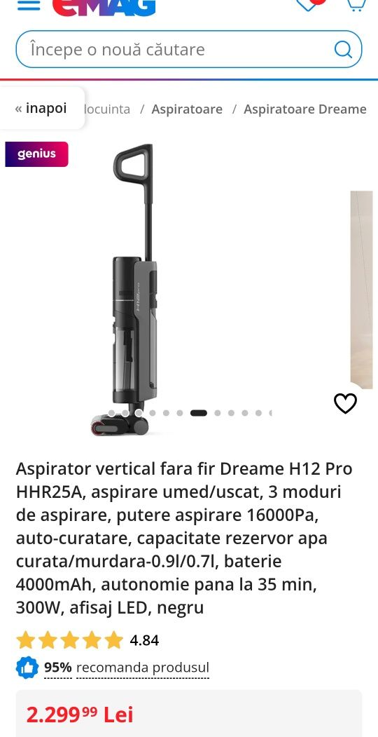 Aspirator vertical dream h12
