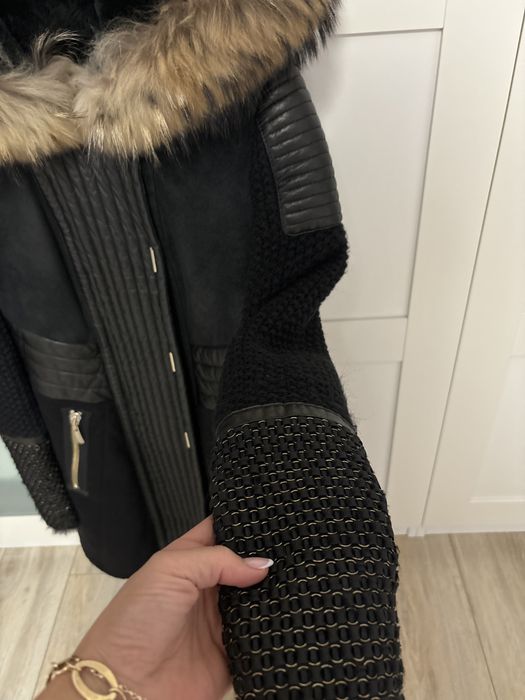 Зимно яке от естествена телешка кожа