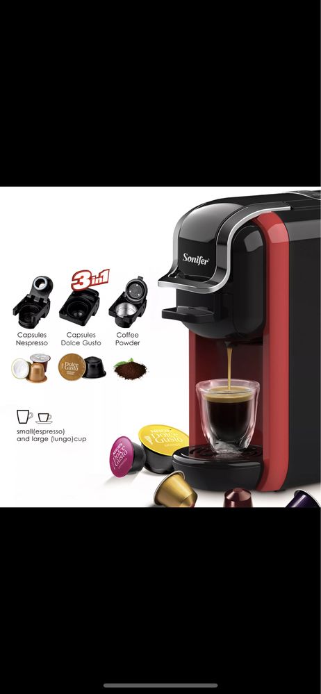 Новинка! 3в1 Кофемашина капсульная Молотый Nespresso Sonifer kapsulniy