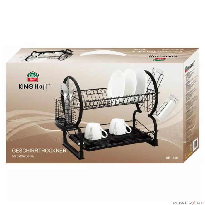 Suport pentru vase, negru, otel-plastic 56,5x25x38 cm Kinghoff