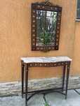 Consola cu oglinda,ornamente porțelan Limoges