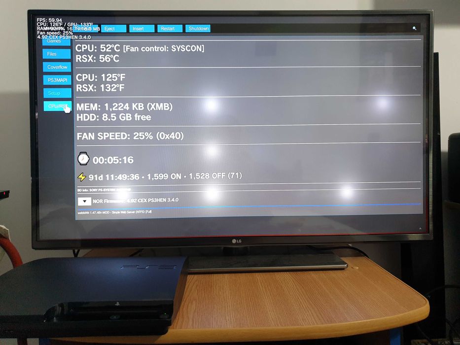 PS3 modat HEN + 20 jocuri (GTA V, Spider-Man, Red Dead, NFS, FIFA 19)