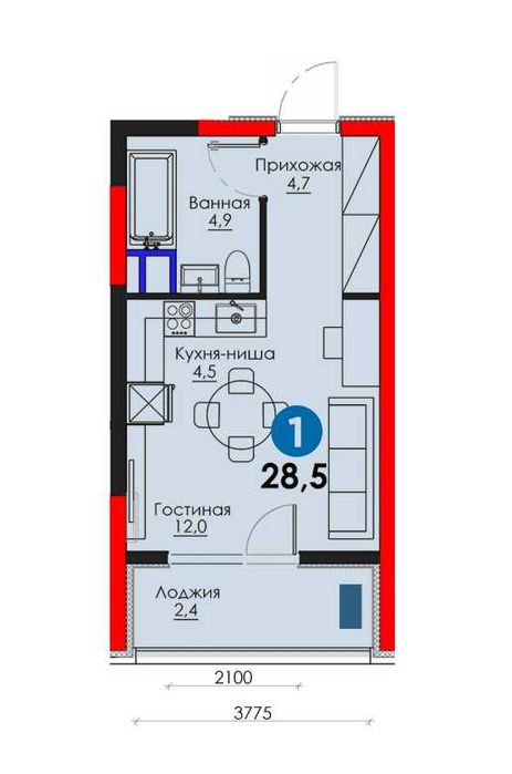 1-комн. кв | Ежемесячно от 4,7 млн | Новостройка Яшнабад [KS]