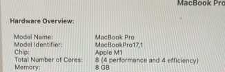 MacBook Pro 13' M1 8GB 256GB SSD 100% Battery КАТО НОВ!