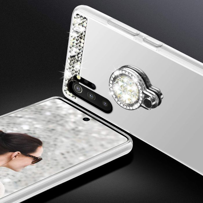 Husa oglinda, pietricele + inel pentru Samsung Galaxy Note 10