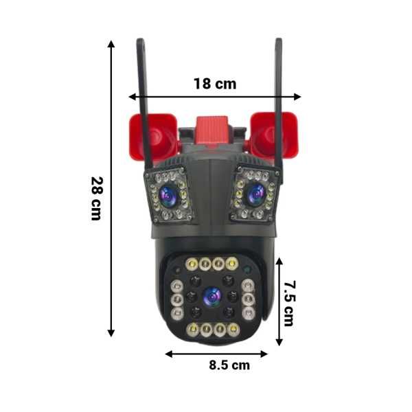 Cameră de Supraveghere 3 lentile, WiFi/4G, 12MP Ultra HD, PTZ 355°