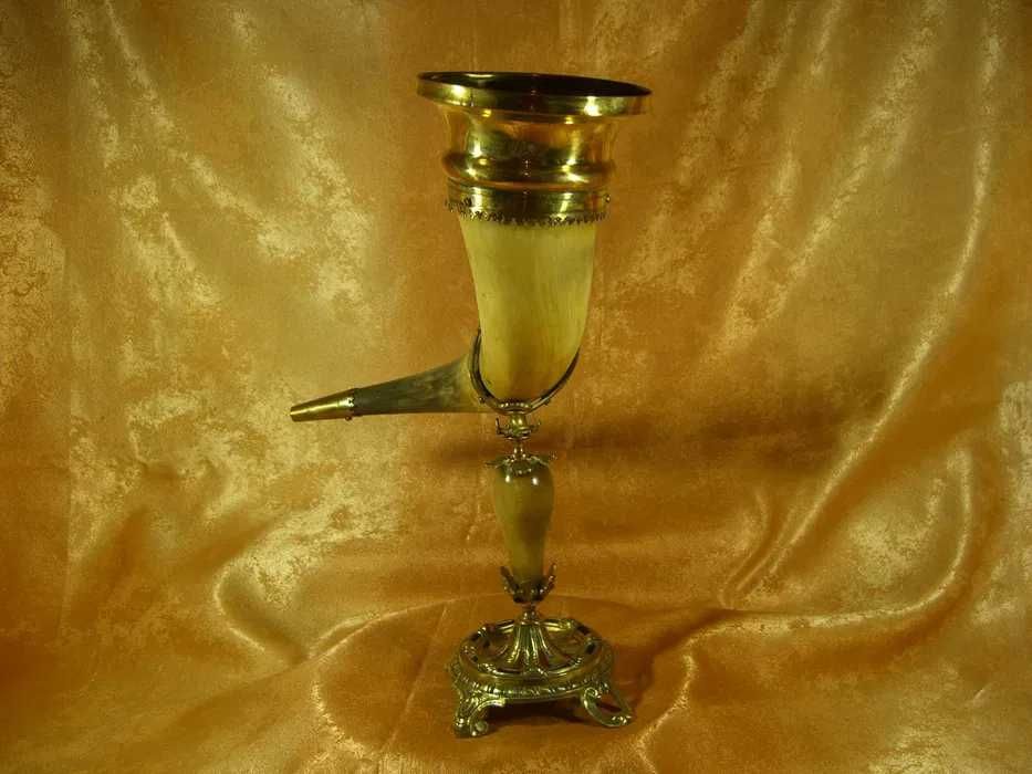 Cupa, vaza, Baroc Victorian, corn bovin, bronz, sec 19