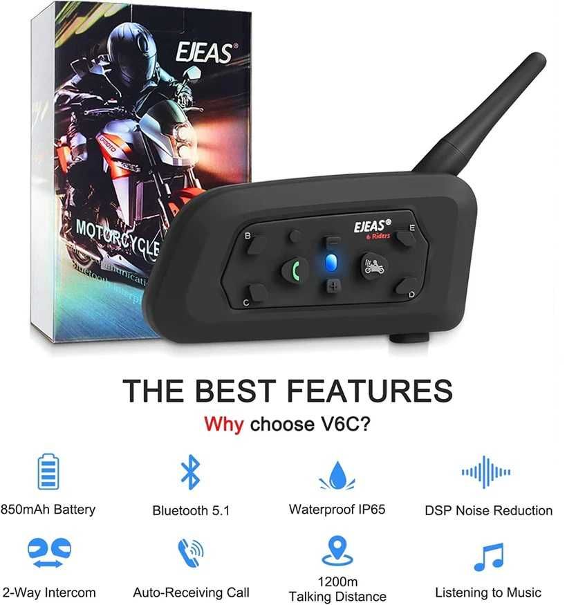 EJEAS V6C блутуд интерком за рефери