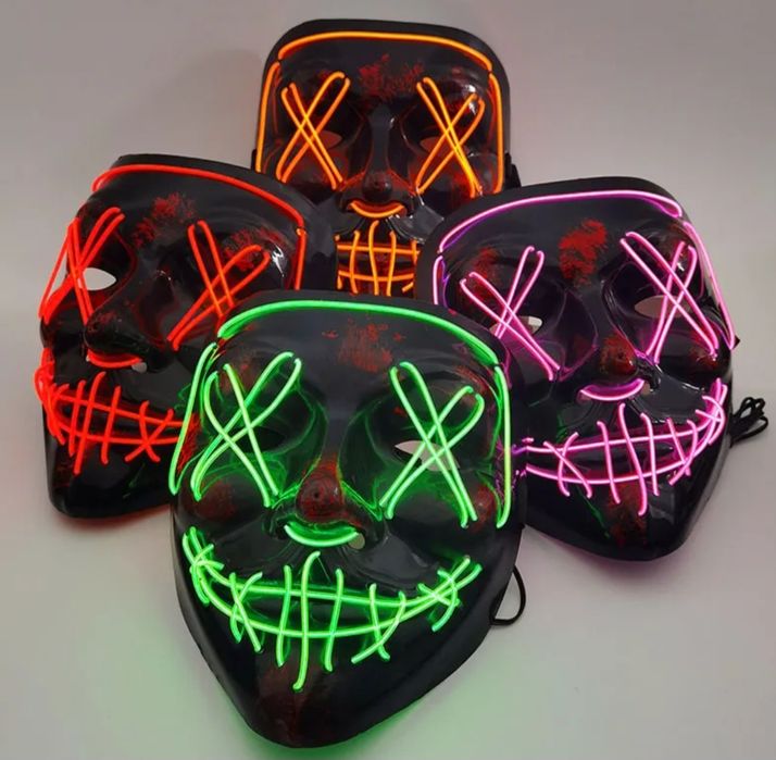 Маска с LED светлина в розов цвят. Ново.