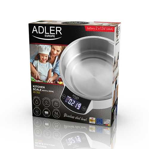 Cantar de bucatarie Adler AD 3166, bol inox, capacitate 5 kg