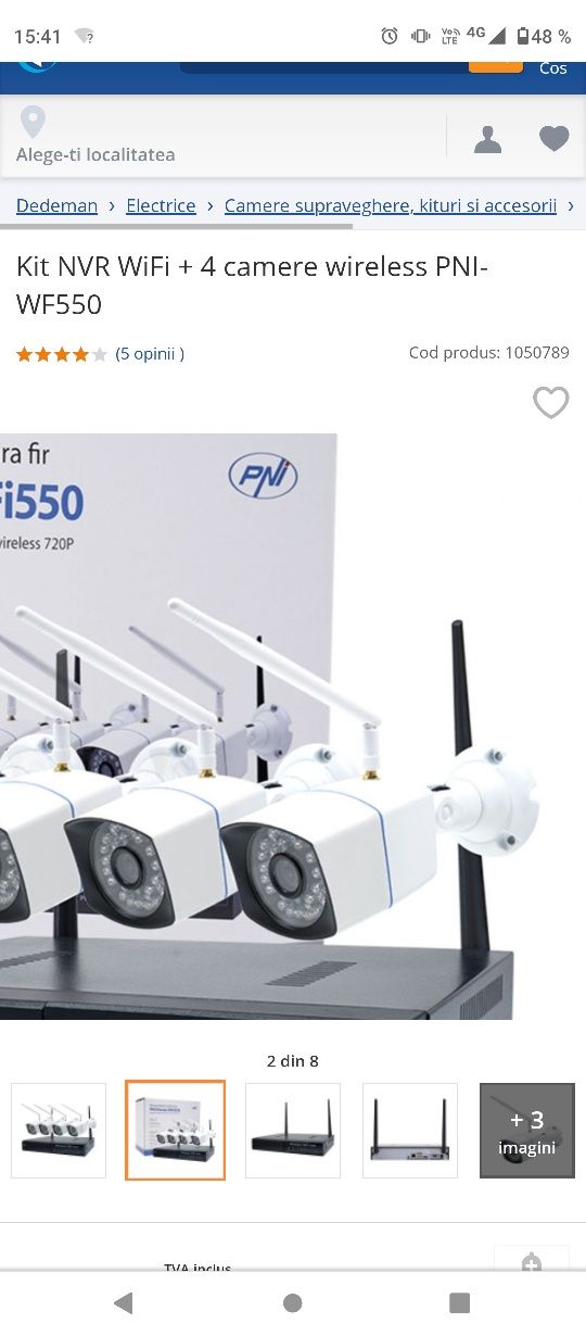 Kit NVR wifi+4 camere wireless PNI WF550