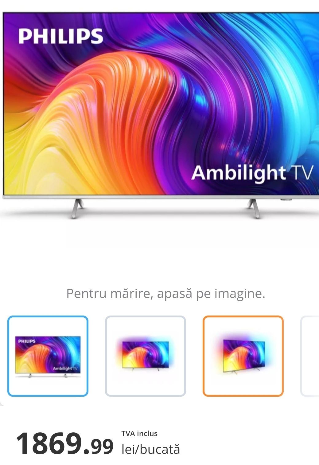 Televizor Smart Philips Ambilight 109 m 4k Android  Hdr nou garantie