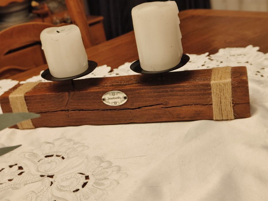 Suport lumânări lemn masiv - handmade rustic