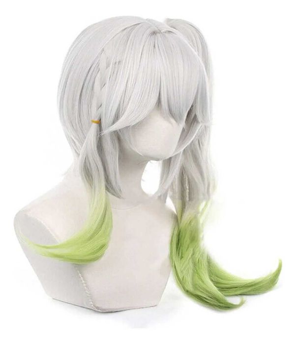 Аниме косплей бяла перука Nahida Genshin Impact с подвижна опашка
