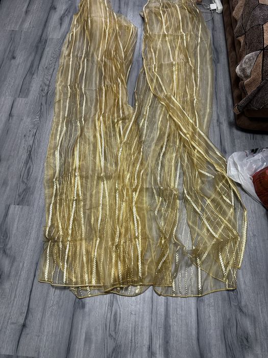 Тюль золотистая