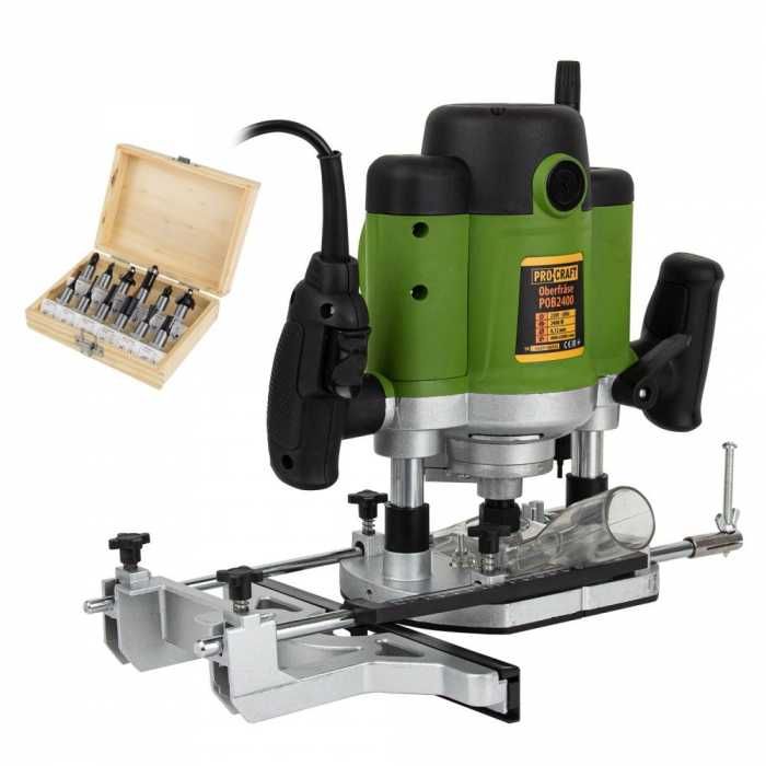 Freza lemn ProCraft POB 2400, 2000 W, 23000 Rpm cu set 12 freze 8/12