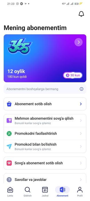 1fit abonemet sotiladi