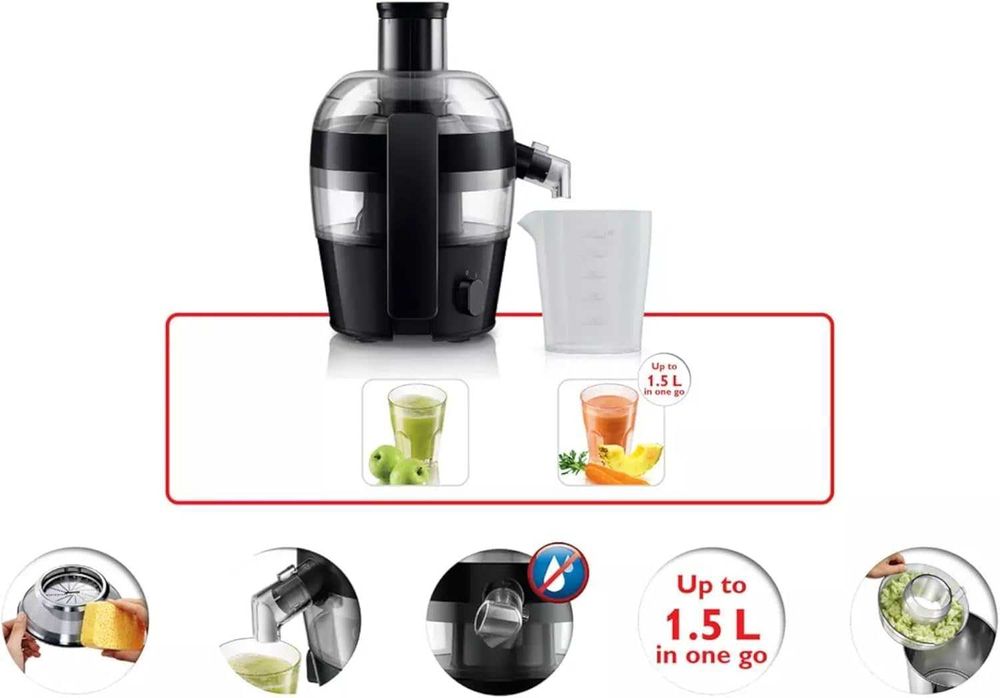 Сокоизстисквачка Philips Viva Collection, 1,5 литра, 500W, лек ДЕФЕКТ