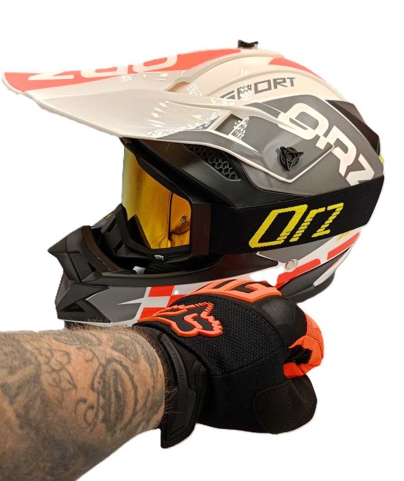 Комплект кросова каска очила и ръкавици