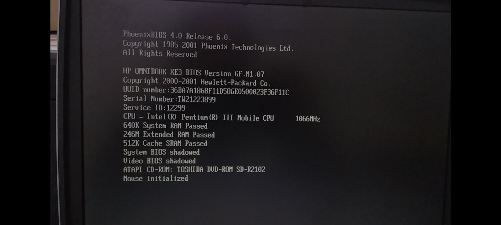 HP Omnibook XE3 Pentium III 1066MHz 252MB RAM Laptop Vintage Retro
