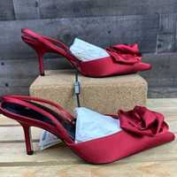 Pantofi dama ZARA rosi cu trandafir nr.37 nou in cutie