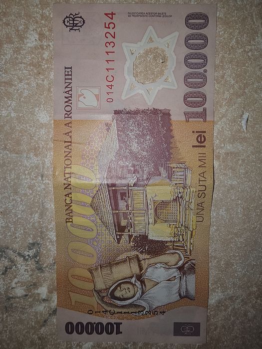 Bancnotă 100.000 de lei,an 2001,seria A în stare excelentă