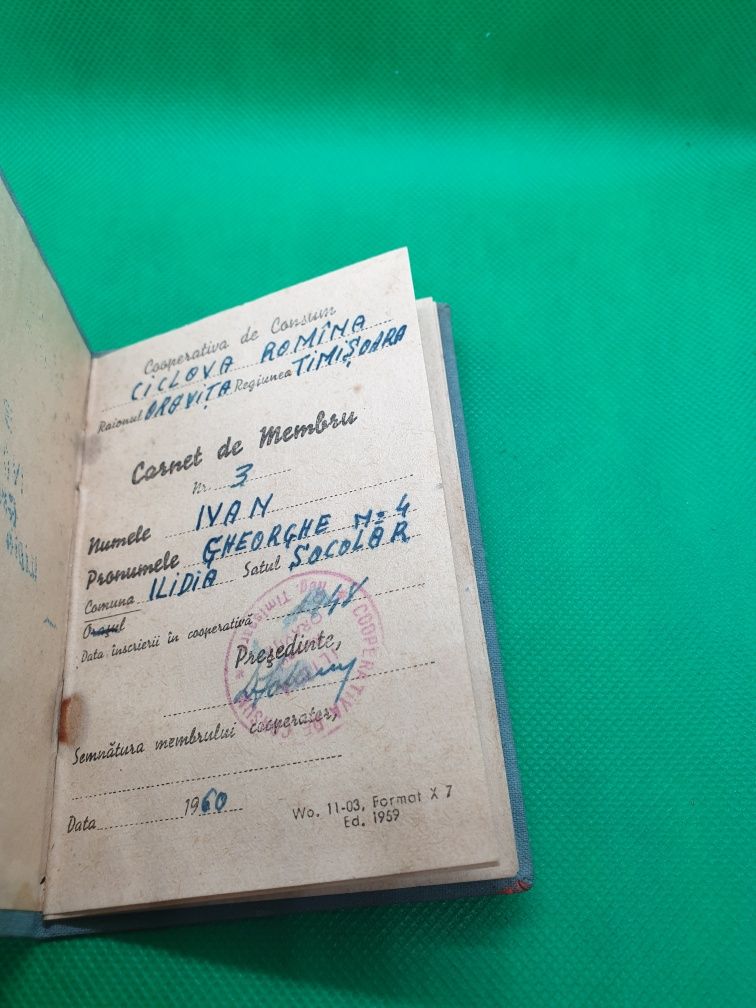 Carnet de membru cooperator