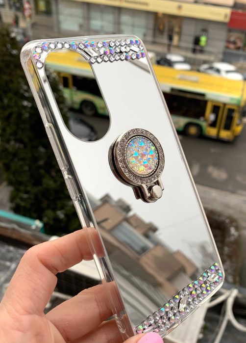 Husa cu oglinda, pietricele si inel Huawei Nova 9 / P50 Pro / P60 Pro